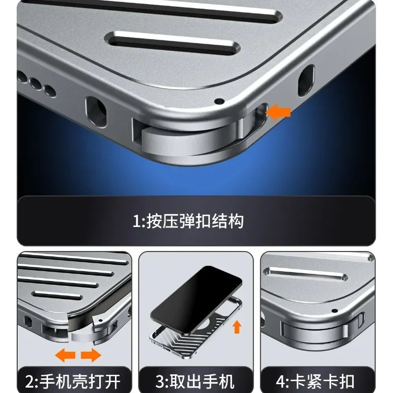 for IPhone 12 13 14 15 16 Pro Max Series MagSafe Case Luxury Metal Heat Dissipation Magnetic Phone Cases Aluminum Cooling Cover