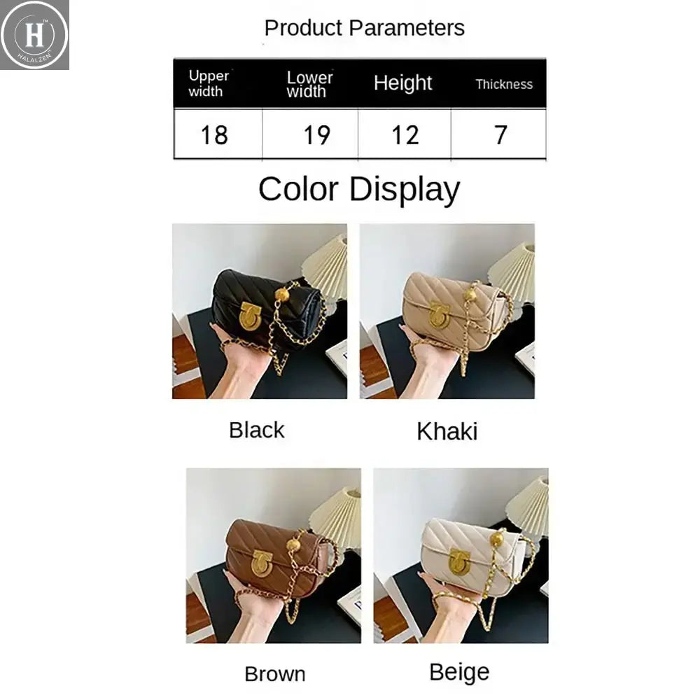 PU Leather Chain Shoulder Bag Leisure Swivel Lock Rhombic Lattice Crossbody Bag Large Capacity Underarm Bag Women Girls HALALZEN