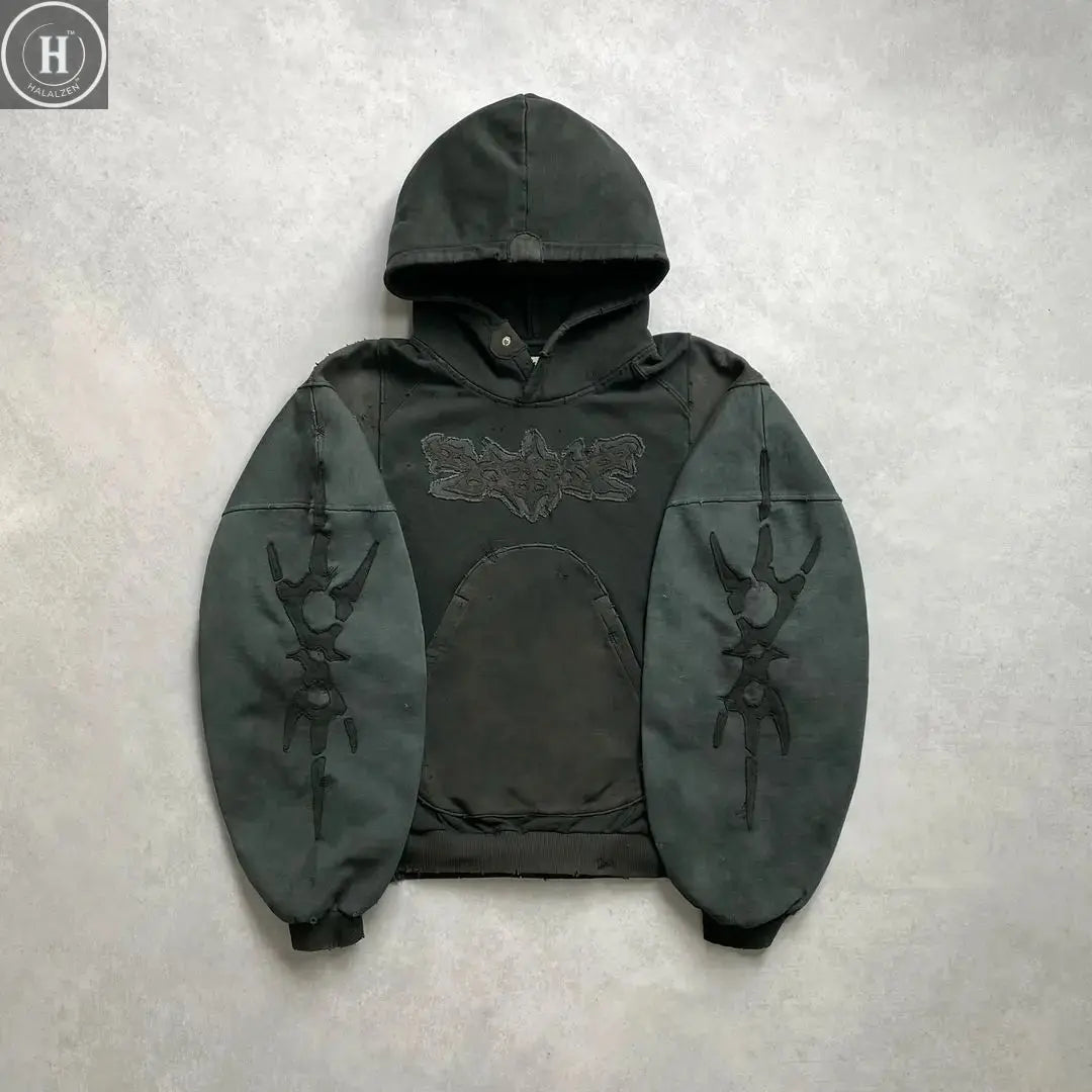 Hip Hop Embroidery Streetwear Hoodie for Womens Y2K Retro Hoodie Sweatshirt Men New Harajuku Gothic Pullover Hoodie Clothes HALALZEN