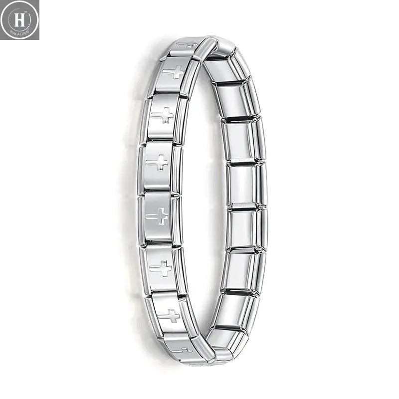 Hapiship New Women's Jewelry 9mm Width Italian Elastic Charm Bracelet Fashion Stainless Steel Bangle ST- HALALZEN