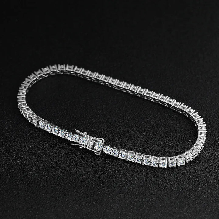 KNOBSPIN 2mm D Color Moissanite Tennis Bracelets for Woman Man Sparkling Diamonds with GRA s925 Sterling Sliver Hip Hop Bracelet HALALZEN