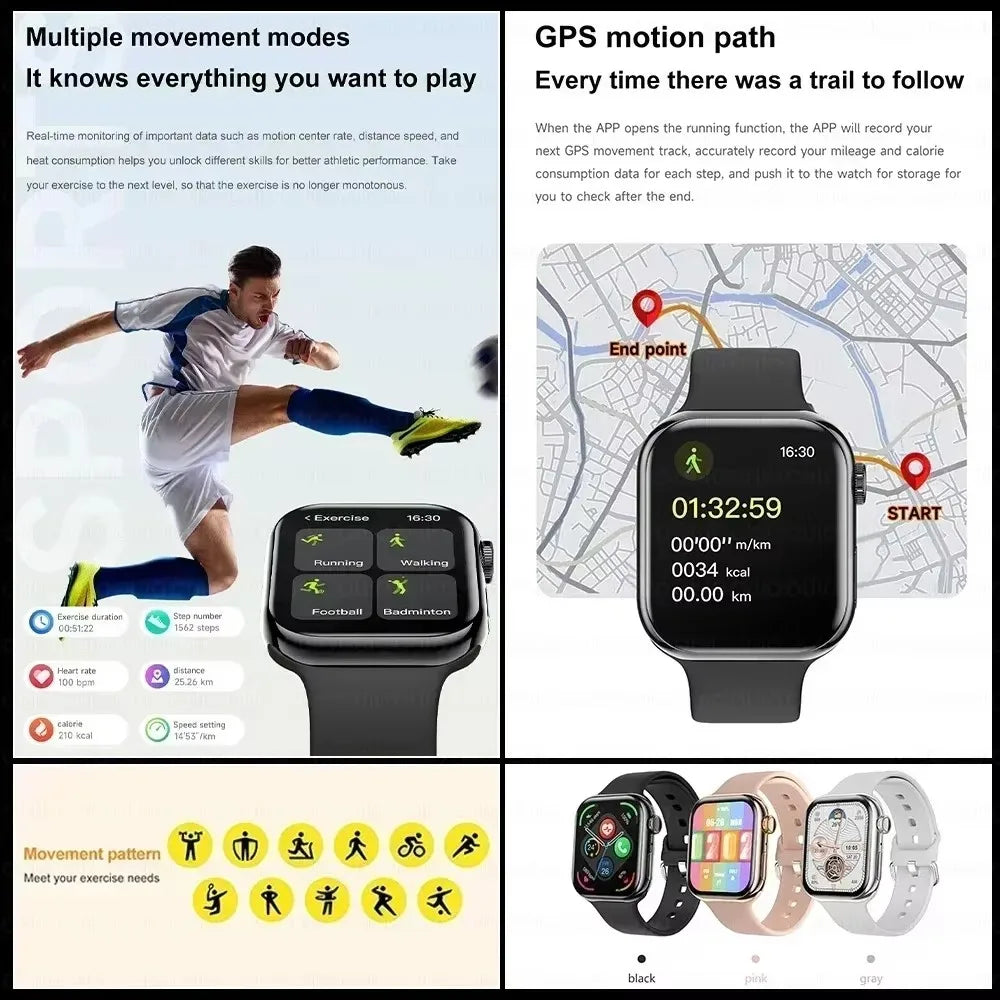 New GPS Smart Watch Series 10 For Apple Watch 10 Memory Music Video Bluetooth Call Waterproof NFC Smartwatch For Android IOS