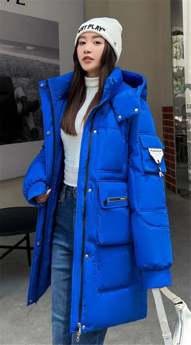 2023 New Women's Jacket Winter Parka Down Cotton Jackets Casual Long Coat Loose Thick Warm Hooded Parkas Waterproof Outwear