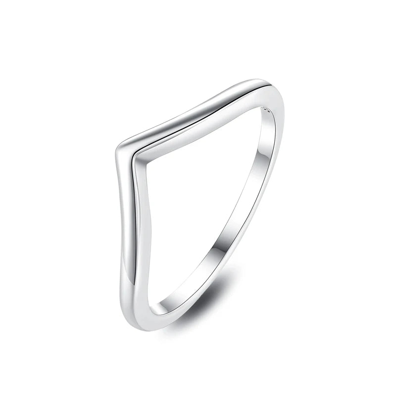 Original 925 Sterling Silver Ring Love Heart Wishbone Moon Sun Rings Crystal Rose Gold For Women Wedding Gift Luxury Jewelry