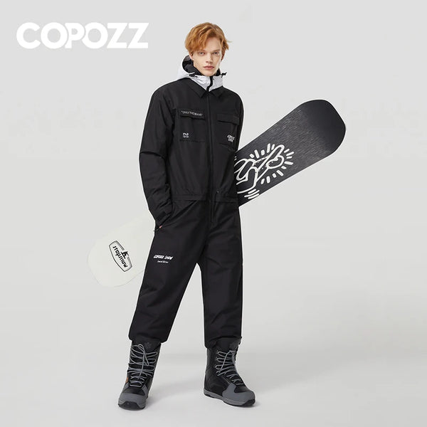 COPOZZ Winter Ski Suit Men Women Waterproof Warm Ski Overalls Outdoor Sports Snowboard One Piece Ski Jumpsuit Skiing Clothing