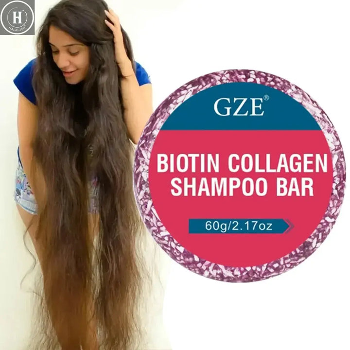 GZE Biotin Collagen Shampoo Bar  Clarifying Shampoo for Men & Women Strengthening HALALZEN