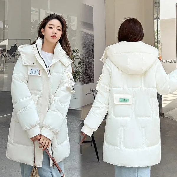 2023 New Women's Jacket Winter Parka Down Cotton Jackets Casual Long Coat Loose Thick Warm Hooded Parkas Waterproof Outwear