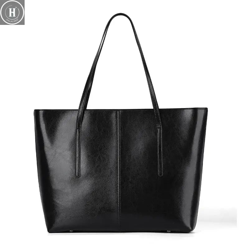 Burminsa Cowhide Genuine Leather Large Tote Bags For Women 2026 Luxury Designer Commuter Shoulder Bags Shopper Ladies Handbags HALALZEN