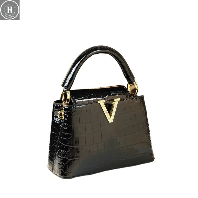 2025 New Crocodile Pattern Leather Women Handbags Luxury Fashion Small Shoulder Messenger Bag Portable Crossbody Shell Bags HALALZEN