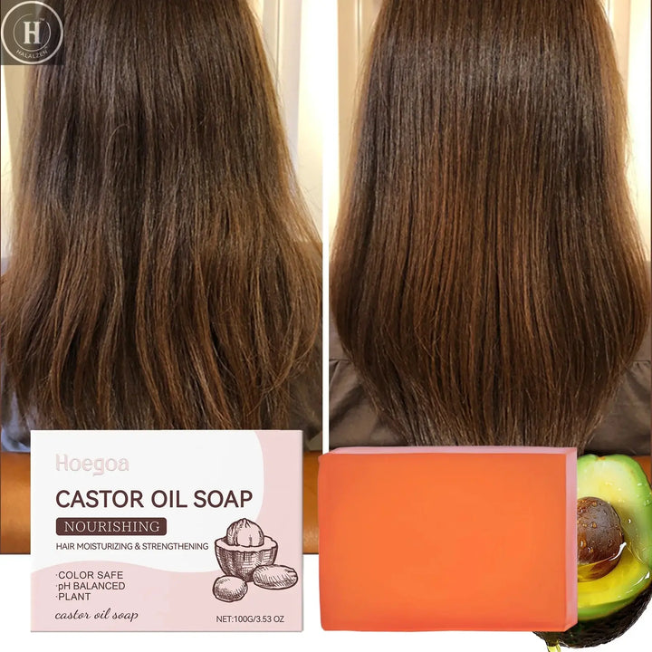 Castor Oil Shampoo Bar Natural Hair Care Deep Moisturizing Scalp Treatmen Nourishing All Hair Types Travel Friendly Eco Friendly HALALZEN