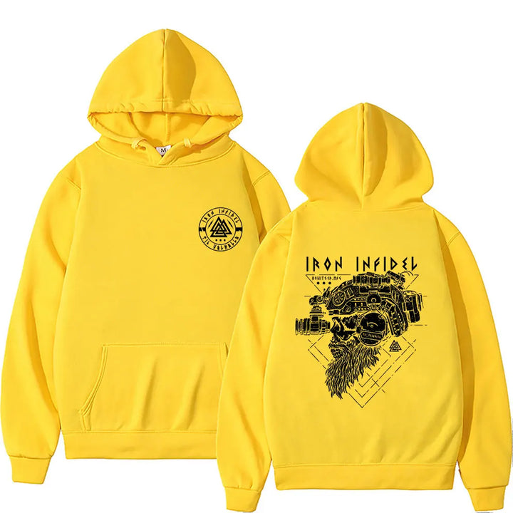 Til Valhalla American Beard Warrior Tactical Skeleton Graphic Hoodie Men Women Fashion Oversized Sweatshirt Male Casual Hoodies