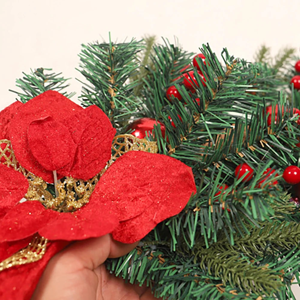 Christmas Front Door Wreath Red Berry Clusters Wreath Holiday Swag Pinecone Winter Teardrop Wreaths Hanger Decor Burlap Ribbon