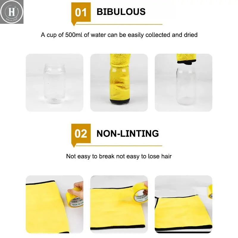 SEAMETAL Microfiber Car Wash Towel Ultra-Soft Scratch-Free Car Cleaning Towel Double-Side 400GSM Drying Cloth High Absorbency HALALZEN