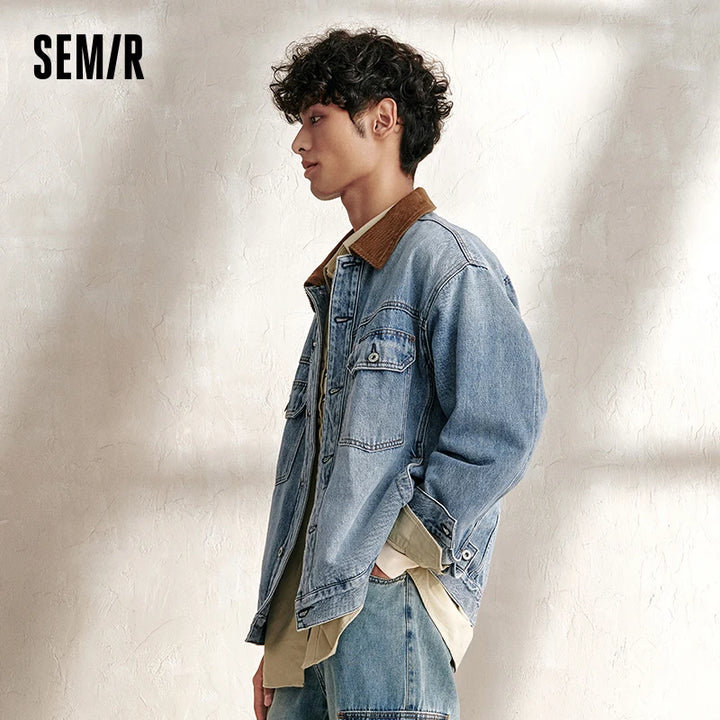 Semir Jacket Men Retro Loose Trendy Denim Jacket 2024 Autumn New
