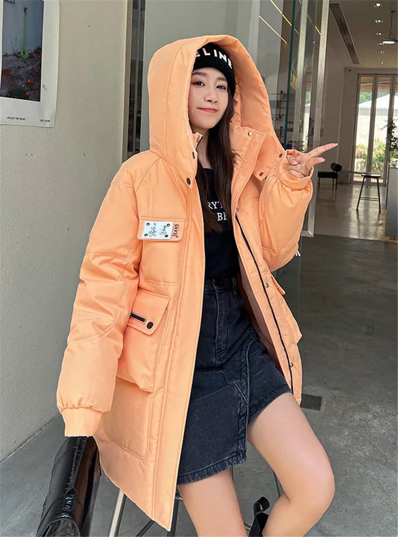 2023 New Women's Jacket Winter Parka Down Cotton Jackets Casual Long Coat Loose Thick Warm Hooded Parkas Waterproof Outwear