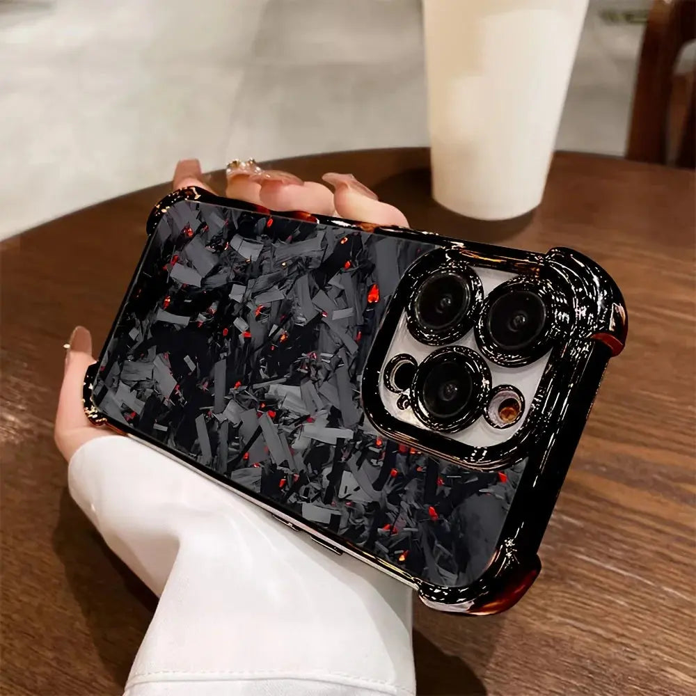 A clear and soft carbon fiber back case for iPhone 17 16 15 14 13 12 11 Pro Max Plus Halalzen UK