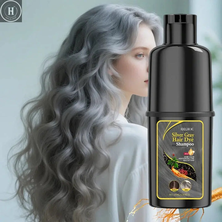 100ml Gray Color Hair Dye Shampoo 3 in 1 Oil Control Clean Hair Restoration Damage Repar Professional Hair Colors Dye Shampoo HALALZEN
