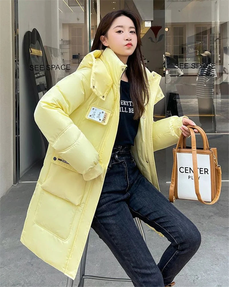 2023 New Women's Jacket Winter Parka Down Cotton Jackets Casual Long Coat Loose Thick Warm Hooded Parkas Waterproof Outwear