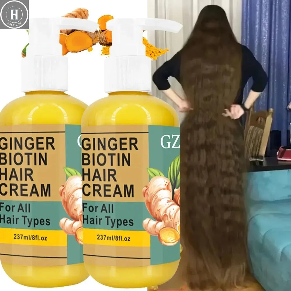2 Pack GZE GINGER BIOTIN HAIR CREAM Hair Mask Strengthens Moisturizing For Damaged Hair HALALZEN