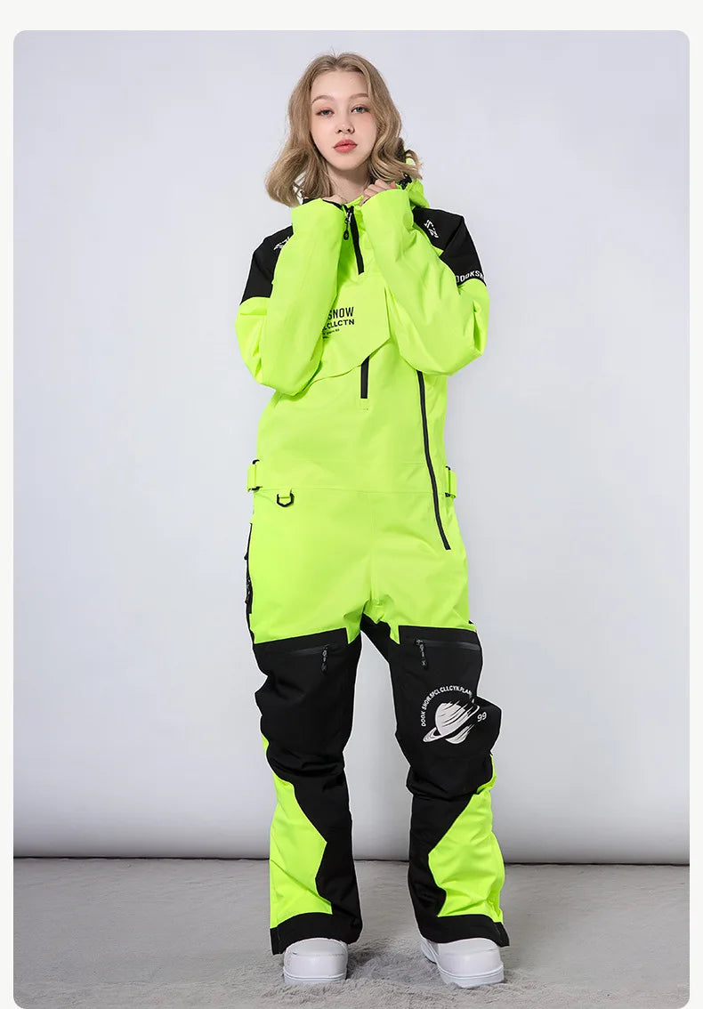 Winter 2025 New One Piece Snowsuit Women Outdoor Snowboard Men Overall Warm Windproof Waterproof Ski Jumpsuit Mountain Clothes