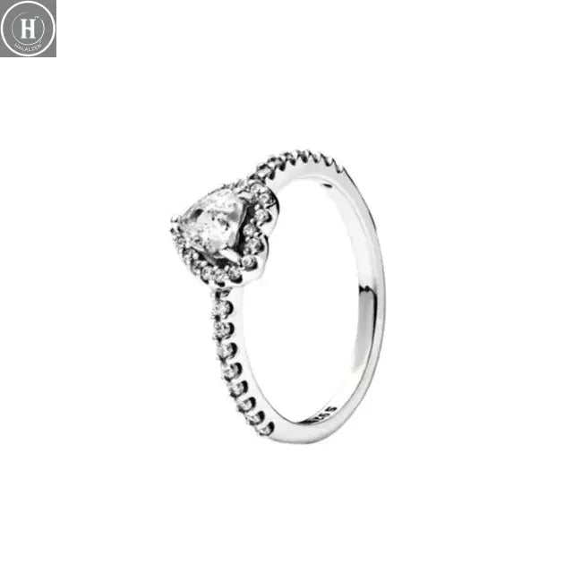 Hot Sale Original 925 Sterling Silver Women Finger Rings for Women Silver Love Heart Rhomboid Moon Star Luxury Jewelry Trinkets HALALZEN