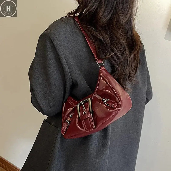 Y2K Retro Pleated Hobo Shoulder Bag for Women Hot Selling Maillard Style Underarm Bag Clutch Handbags for Travel Work Shopping HALALZEN