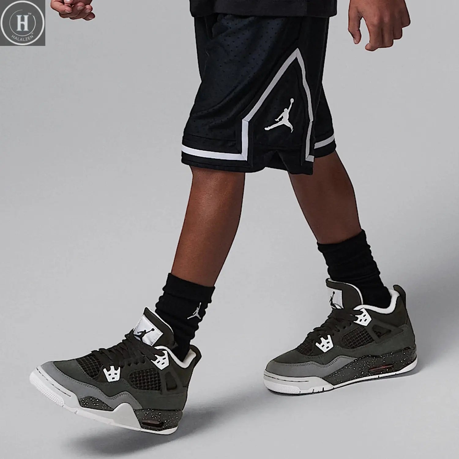 Nike genuine Air Jordan 4 GS women's large children's shock-absorbing sports shoes FQ8213-002 HALALZEN