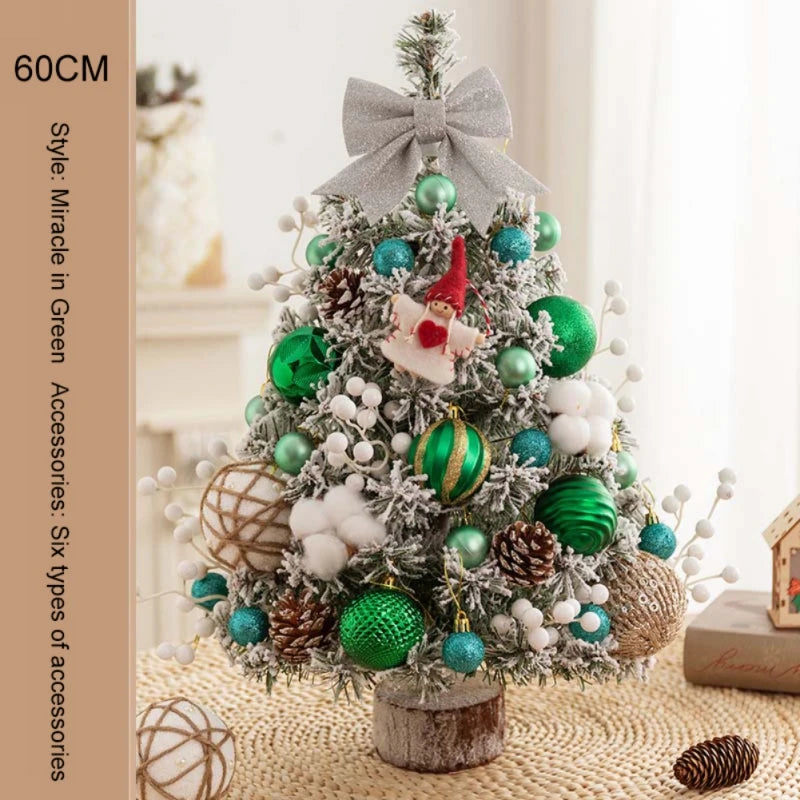 45cm Christmas Tree Ornament Mini Small Xmas Tree With LED Light For Merry Christmas New Year Home Party DIY Desktop Decor