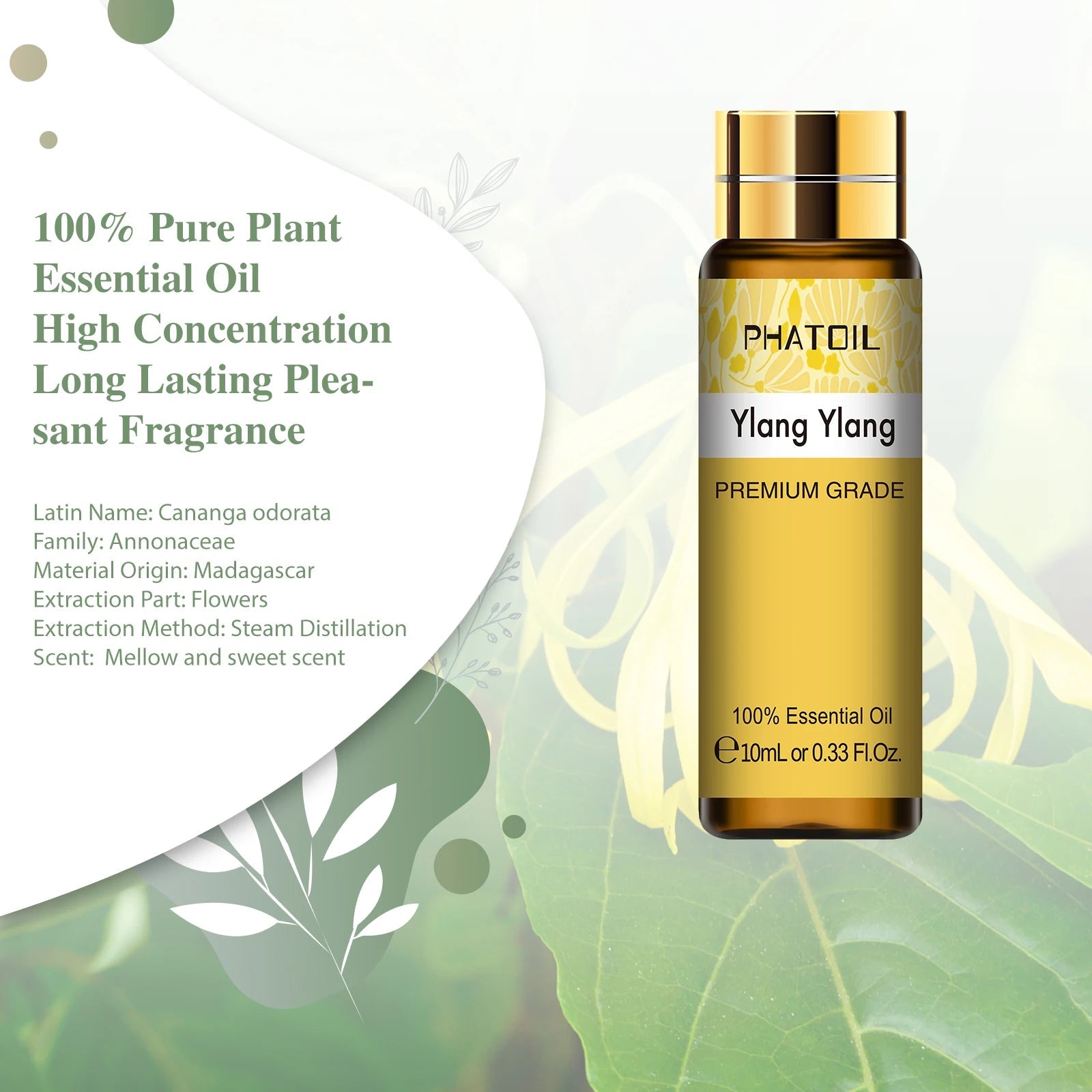 PHATOIL 10ml Sweet Orange Pure Essential Oil with Dropper for Humidifier Diffuser Myrrh Pine Needles Tangerine Thyme Aroma Oils HALALZEN