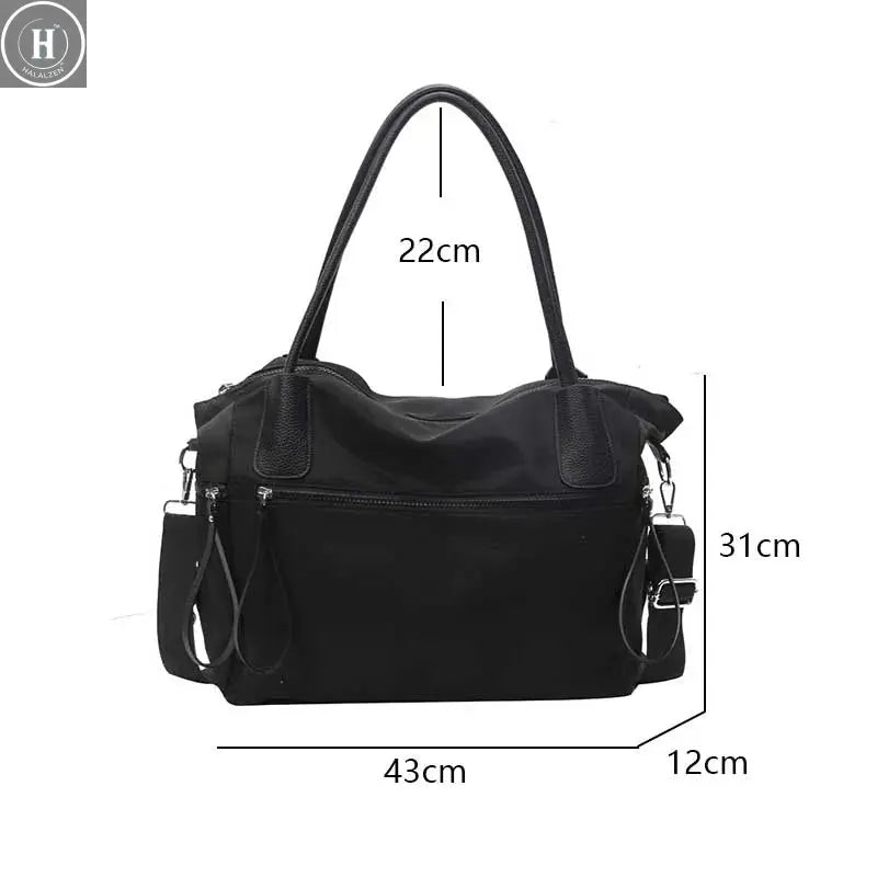Vintage Nylon Women Shoulder Bag Large Capacity Waterproof Shoulder Bag Daily Commuting Handbag Travel Totes Bags Female Purses HALALZEN