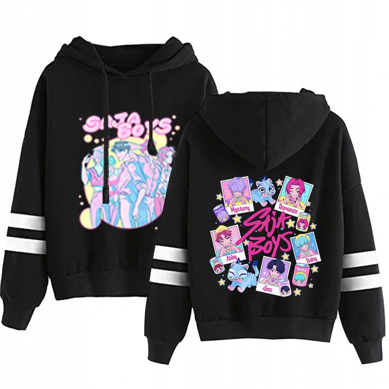 Kpop Demon Hunters Fashion Hoodie Long Sleeve Double Bar Trendy Streetwear