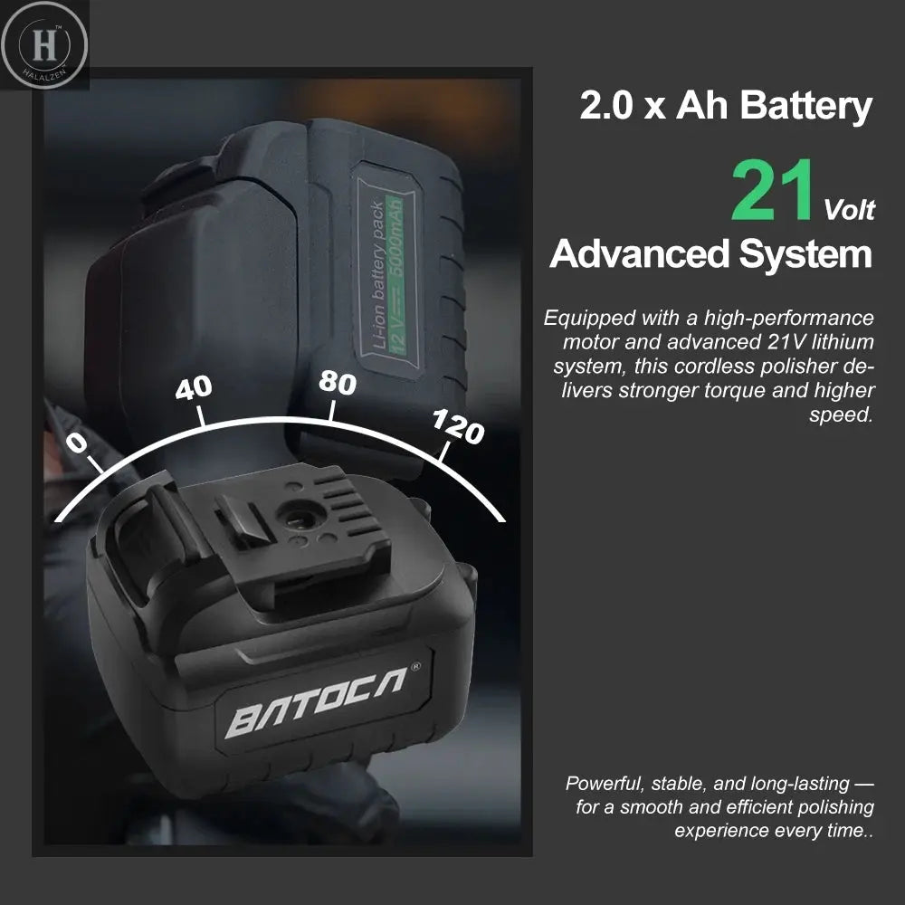 BATOCA S2 21V Cordless Car Polisher 5 Inch 8mm Dual Action Random Orbital Polishing Machine with Battery Kit HALALZEN