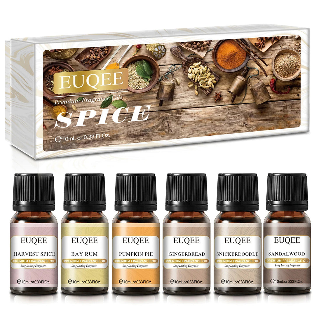 EUQEE 6pcs/set Fragrance Oil Gift Kit For Diffuser Coffee Bakery Harvest Spice Pumpkin Pie Forest Pine Sweet Fruit Aroma Oils HALALZEN