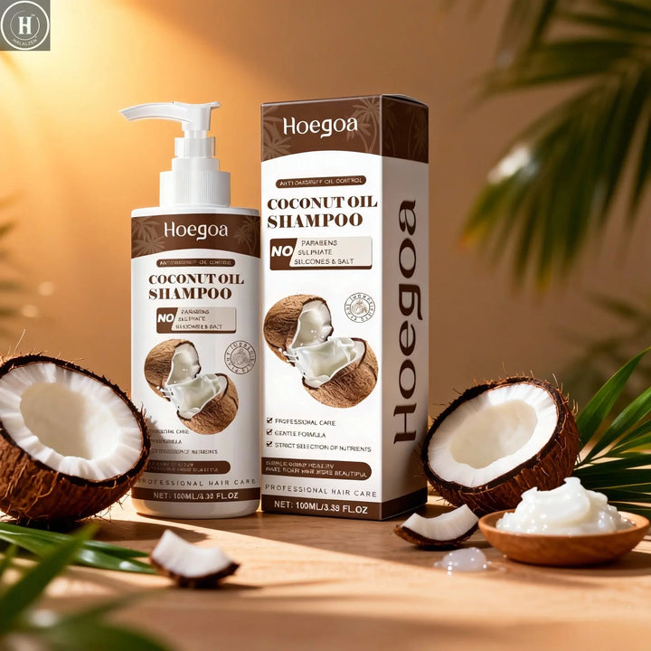 Coconut Oil Shampoo Ginger Extract Deep Cleansing Scalp Nourishing Voluminous Hair Strengthening Moisturizing All Hair Types HALALZEN