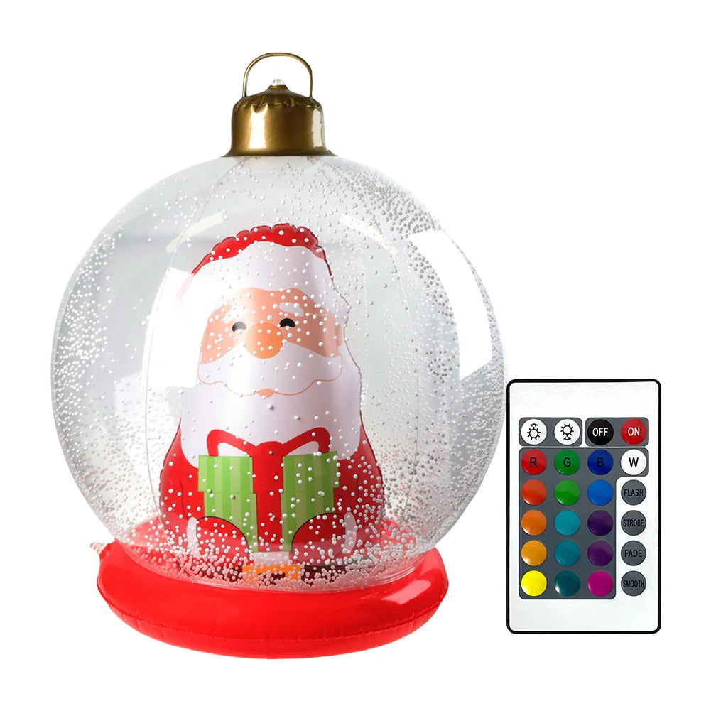 60CM PVC Inflatable Christmas Ball Giant Inflatable Christmas Balls with RGB Light W/ Remote Christmas Decorations Ball Sets