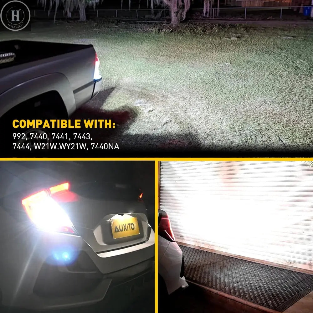 2x AUXITO T20 7443 7440 W21W W21/5W LED Bulb DRL Parking Reverse Lamp Stop Brake Signal Light White/Red/Yellow 12V 360° Lighting HALALZEN