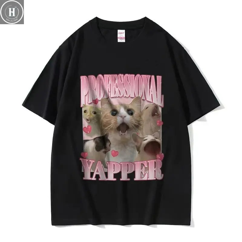Professional Pussy Eater Funny Cat Lover Tee Shirt Men's Casual Fashion Clothing T-shirt Unisex 100% Cotton Oversized T Shirts HALALZEN