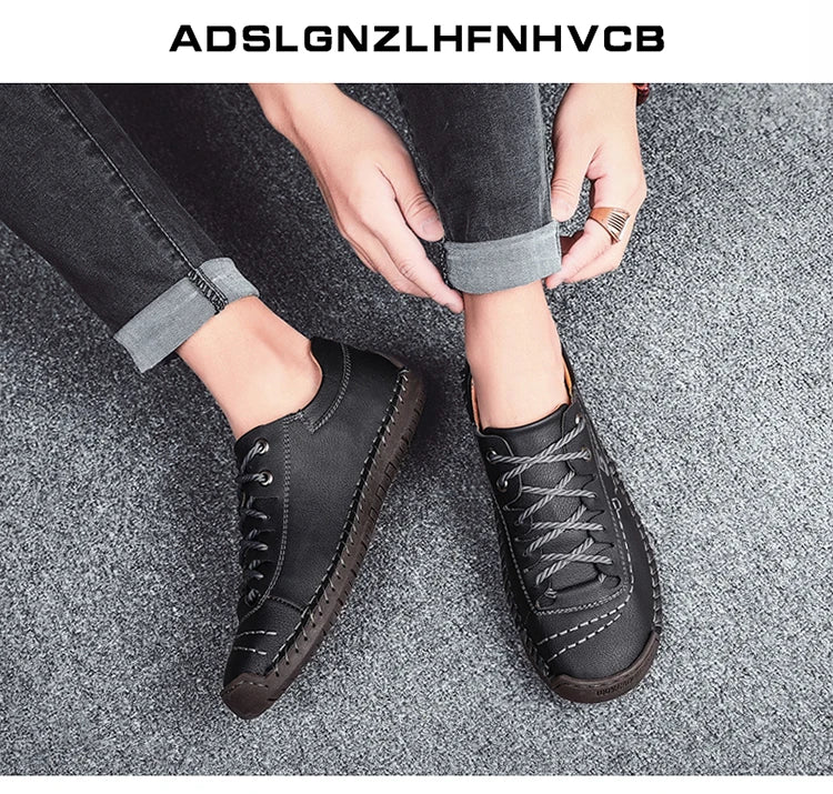 Men Leather Shoes Outdoor Comfortable High Quality Fashion Soft Homme Ankle Non-slip Flats Casual Moccasin Handmade Big Size 48