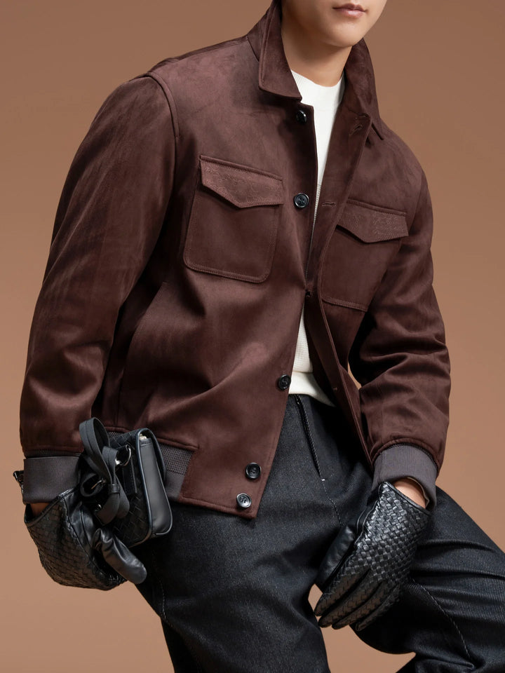 Autumn New Men's Top Jacket, Solid Color Simple Lapel Fashion Trend Pocket Decoration Casual Jacket