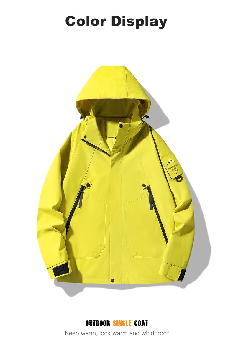 JNLN Women's Men's Waterproof Jacket Climbing Hiking Camping Trekking Windbreaker Unisex Outdoor Windproof Rain Coat Antifouling