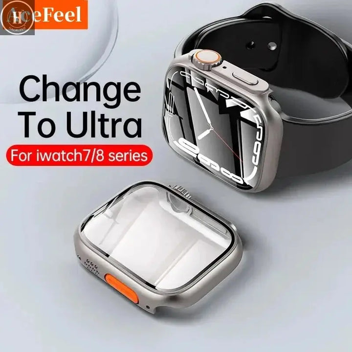 Glass+Case for Apple Watch 46mm 44mm 45mm 41mm 40mm 38mm 42mm Screen Protector Change Ultra Bumper iWatch Series 10 9 8 7 SE 6 5 HALALZEN