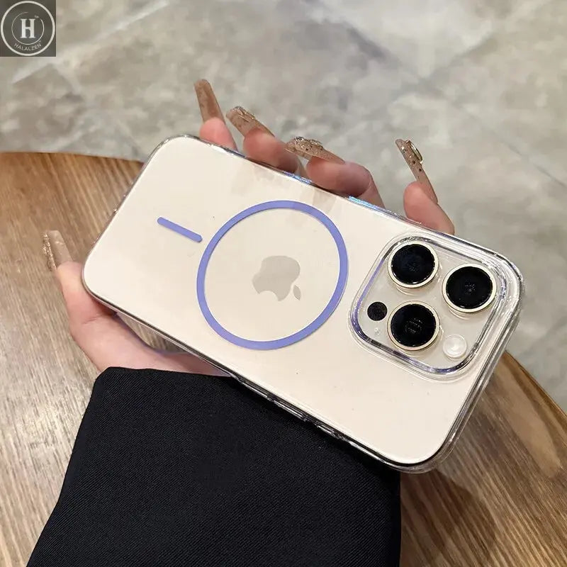 Luxury Magnetic Wireless Charge For Magsafe Case for iPhone 16 15 14 13 12 11 Pro XR XS Max 7 8 Plus Transparent Case Back Cover Halalzen UK