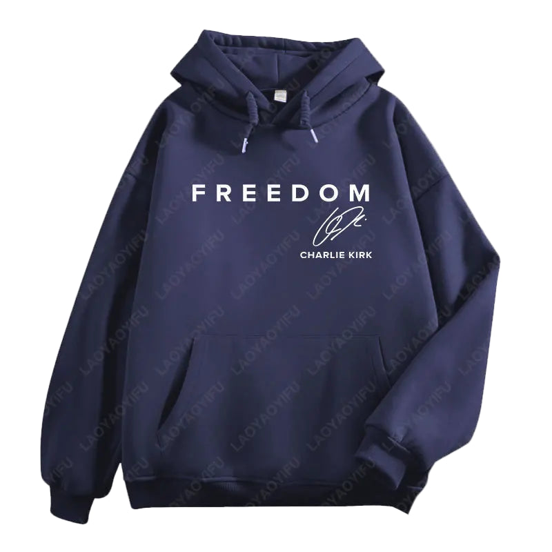 Charlie Kirk Freedom Drop Shoulder Sweatshirt Freedom Graphic Hoodies Men Woman Charlie Kirk Turning Point Pullovers Hoodie