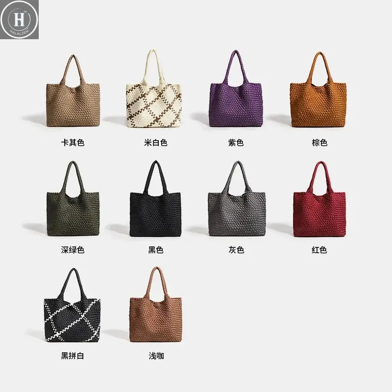 Large size women's tote bag Women's fashion bags 2024 Hot product Neoprene material women's hand-woven bag Large volume Tote bag HALALZEN