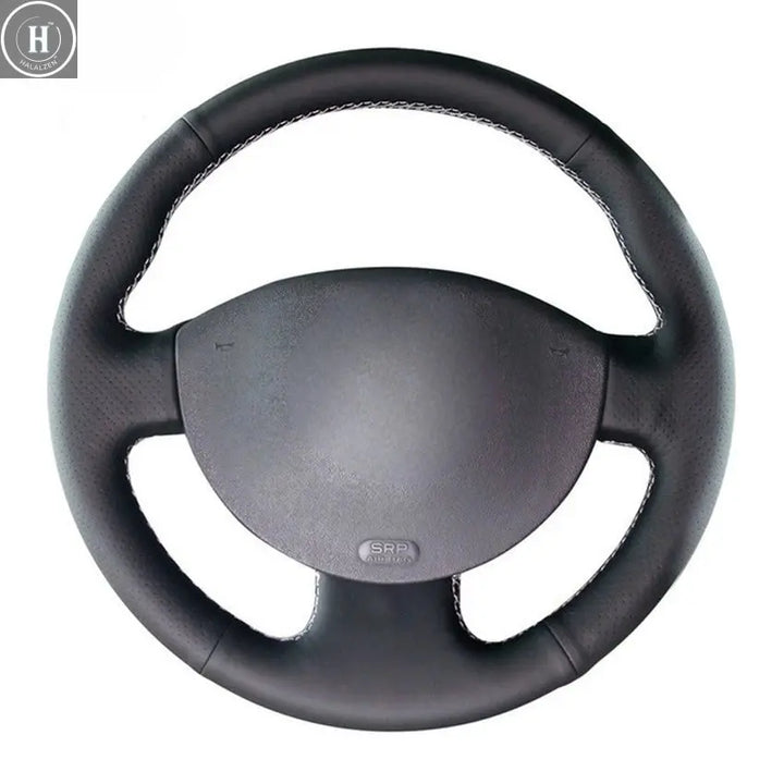 Black Artificial Leather Hand-stitched Car Steering Wheel Cover for Renault Megane 2 2003-2008 Kangoo 2008 Scenic 2 2003-2009 HALALZEN