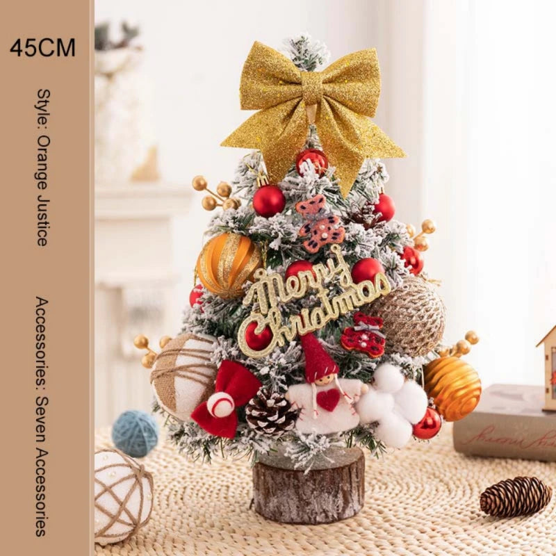 45cm Christmas Tree Ornament Mini Small Xmas Tree With LED Light For Merry Christmas New Year Home Party DIY Desktop Decor