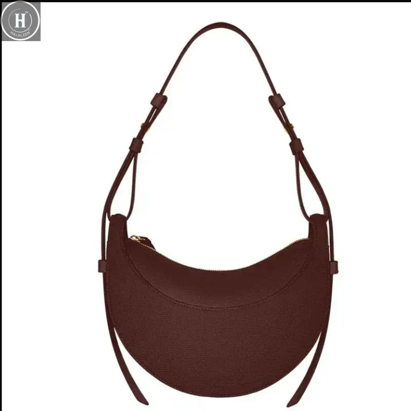 2025 Sac en forme de croissant, sac à bandoulière à fermeture éclair au design de niche HALALZEN