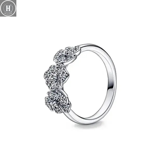 Hot Sale Original 925 Sterling Silver Women Finger Rings for Women Silver Love Heart Rhomboid Moon Star Luxury Jewelry Trinkets HALALZEN