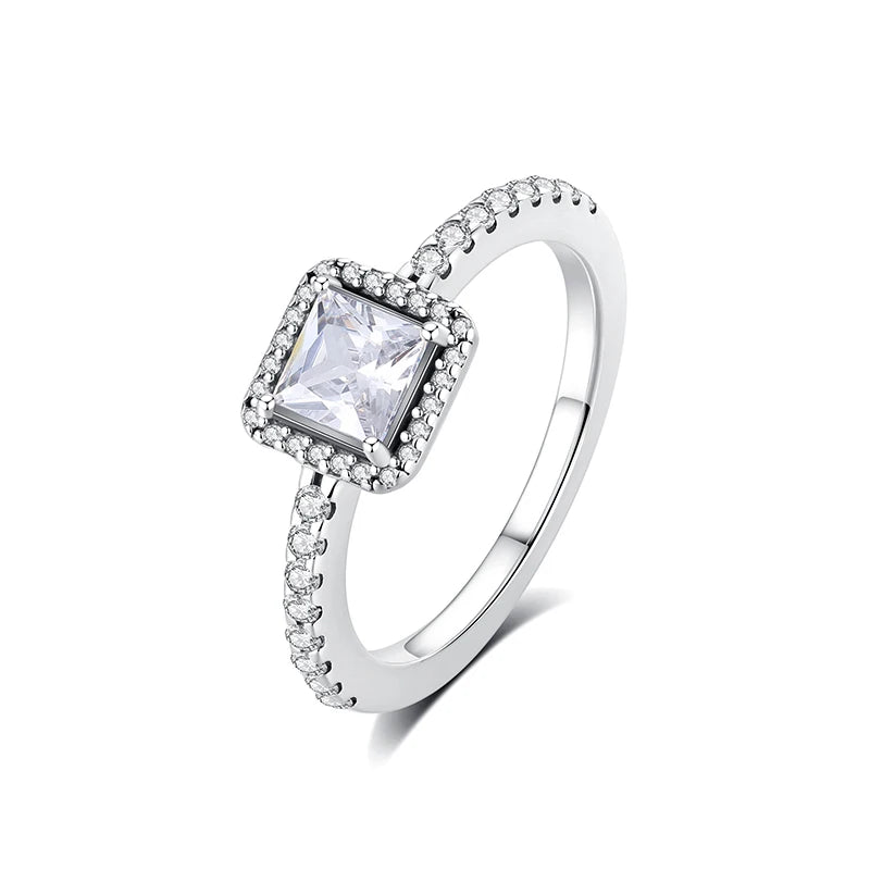 Original 925 Sterling Silver Ring Love Heart Wishbone Moon Sun Rings Crystal Rose Gold For Women Wedding Gift Luxury Jewelry