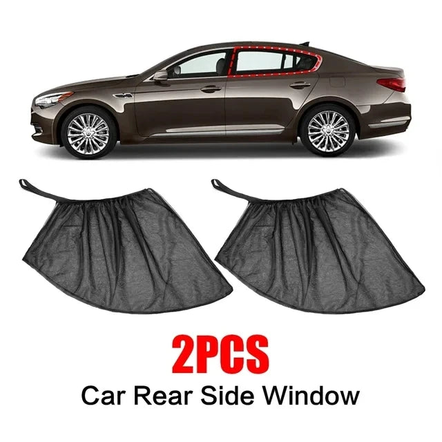 2pcs Car Rear Side Window Sunshade UV Protect Shield Mesh Prevent Mosquito Sunshine Privacy Protection Foldable Curtain